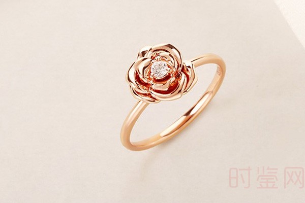 IDo18K立体花瓣设计玫瑰金钻戒指