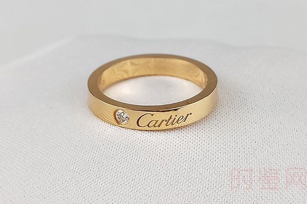 卡地亚签名款玫瑰金单钻窄版戒指